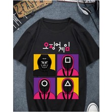 Oversize Squid Game Dizi Film Oyun Kırmızı Işık Yeşil Işık Kore Tasarımlı T-Shirt