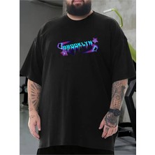 Büyük Beden Unisex Brooklyn Neon Baskılı %100 Pamuklu  Bisiklet Yaka Kısa Kollu A++ Oversize Tshirt