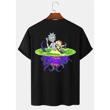 Unisex Rick And Morty Baskılı Ithal T-Shirt %96 Pamuk