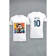 Unisex Messi Tasarım Baskılı Oversize Kısa Kol %100 Pamuk T-Shirt