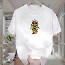 Elde Para Baskılı Beyaz Tshirt