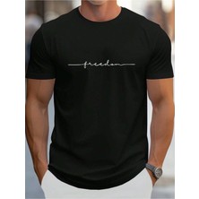 Unisex Freedom Baskılı Oversize T-Shirt