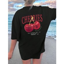 Cherries Baskılı Oversize T-Shirt