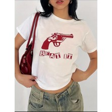 Beat It Baskılı Oversize T-Shirt