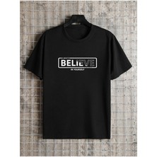Unisex Believe Yourself Baskılı Oversize T-Shirt