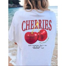 Cherries Baskılı Oversize T-Shirt