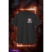 Unisex Oversize - Donut Give Up Baskılı T-Shirt