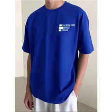 Unisex Cheris Time Baskılı Oversize T-Shirt