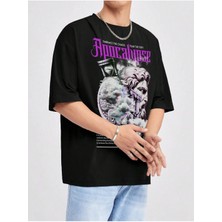 Unisex Oversize Baskılı Tshirt Siyah