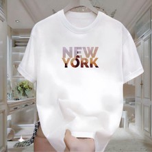 Newyork Baskılı Beyaz Tshirt