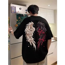 Trend Vintage Esintili Gül&kanat Baskılı Oversize Unisex T-Shirt