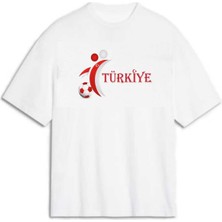 Kırmızı Beyaz Türkiye Milli Takım Taraftarı Baskılı Unisex Oversize Yeni Sezon Tshirt