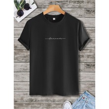Dreamer Baskılı Siyah Unisex Oversize T-Shirt