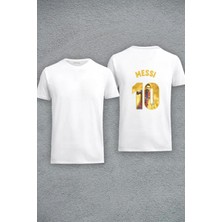 Unisex Messi Tasarım Baskılı Oversize Kısa Kol %100 Pamuk T-Shirt