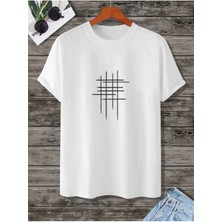 Unisex Hashtag Beyaz Oversize Bisiklet Yaka Baskılı T-Shirt