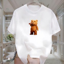 Bear Baskılı Beyaz Tshirt