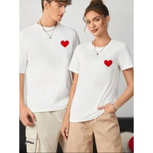 Kalp Baskılı Oversize Çift T-Shirtü