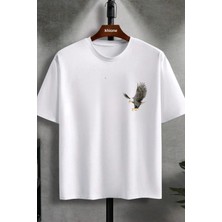 Unisex  Kartal Baskılı %100 Pamuk T-Shirt
