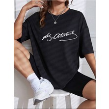 Unisex K.atatürk Imza Baskılı Tshirt