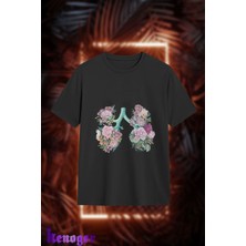 Unisex Oversize - Flower Lungs Baskılı T-Shirt