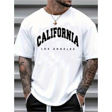Unisex Tasarım California Los Angeles Baskılı Oversize %100 Pamuk T-Shirt