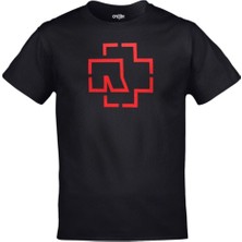 Unisex Siyah Rammstein Logo Baskılı Tshirt