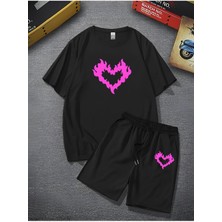 Butterfly Baskılı Oversize Pamuk Penye Kumaş Siyah Tshirt