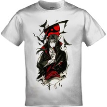 Naruto Akatsuki Itachi Uchiha Crows Baskılı Unisex Beyaz Tshirt