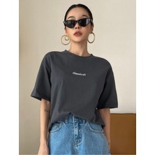 Füme Classical Baskılı Oversize Tshirt