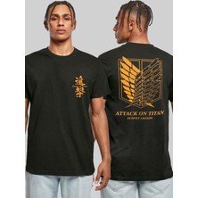 Attack On Titan Survey Legion Ön Arka Baskılı Unisex Siyah Tshirt