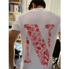 Sevgiliye Harfli Öpücük Kiss Design Baskılı Oversize Unisex T-Shirt