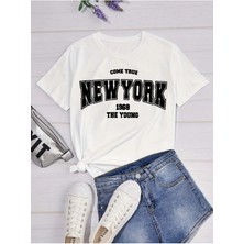 Woodroffe Kadın New York 1968 Baskılı Oversize Salas T-Shirt Boyfriend