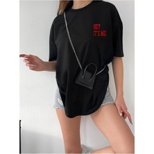 Unisex Baskı Detaylı Oversize Basit T-Shirt