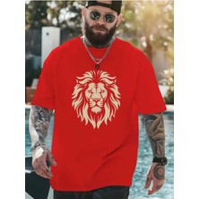 Woodroffe Erkek Tarz Gold Aslan Baskılı T-Shirt Oversize Salaş Boyfirend