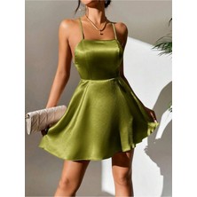 Kadın Gece Kıyafeti Saten Sırtı Açık Dantel File Detaylı Özel Kostüm Gecelik Pijama