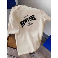 Erkek New York 1968 Baskılı Oversize T-Shirt Salaş Boyfriend