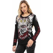 WL284 Kadın Baskılı  Uzun Kol Tişört