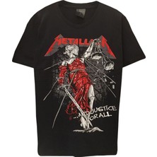 Unisex Rock Müzik Metallıca Baskılı Füme Tişört