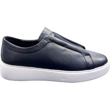 Erkek Deri Sneaker Ayakkabı Lacivert