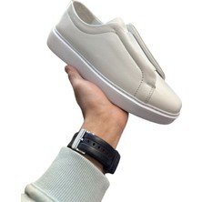 Erkek Deri Sneaker Ayakkabı Beyaz