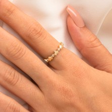 Fasek Gold Kalp Sadakat Yemini (Pırlanta)Taşlı 925 Ayar Gümüş Sıralı Alyans Yüzük-Hediye 925 Ayar Gümüş Yüzük