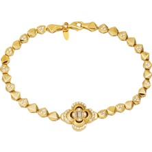 Kristal Yonca Altın Bileklik 14 Ayar