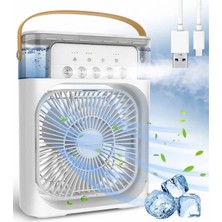 Blic BWFN10 Beyaz Buzlu Vantilatör Mini Fan 5 Spreyli Su Püskürtmeli 600 ml Buhar Makinesi Nemlendirici Mini Klima