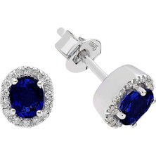 Sirius Pırlanta ve Oval Safir Taşlı Küpe 0405E0022