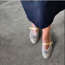 Bej File Tek Bantlı Günlük Rahat Babet