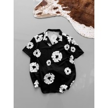 Gökyüzü Moda Iki Iplik Kumaş Baskılı Gömlek - Siyah
