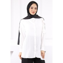 Ekru Kol Detaylı Gömlek