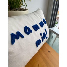 Mamma Mia Punch Işlemeli Pamuklu Dikdörtgen Kırlent Kılıfı - 30X50CM - Punch Işlemeli Pamuklu Kırlent Kılıfı