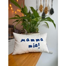 Mamma Mia Punch Işlemeli Pamuklu Dikdörtgen Kırlent Kılıfı - 30X50CM - Punch Işlemeli Pamuklu Kırlent Kılıfı