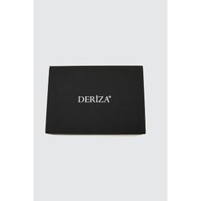 Deriza Hakiki Deri Erkek Yatay Cüzdan Kemer Seti Kahve